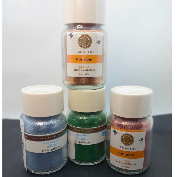 Craft Glitter Four Martha Stewart Large Bottles Blue Green Orange 1.5 ounce Size - Picture 1 of 15